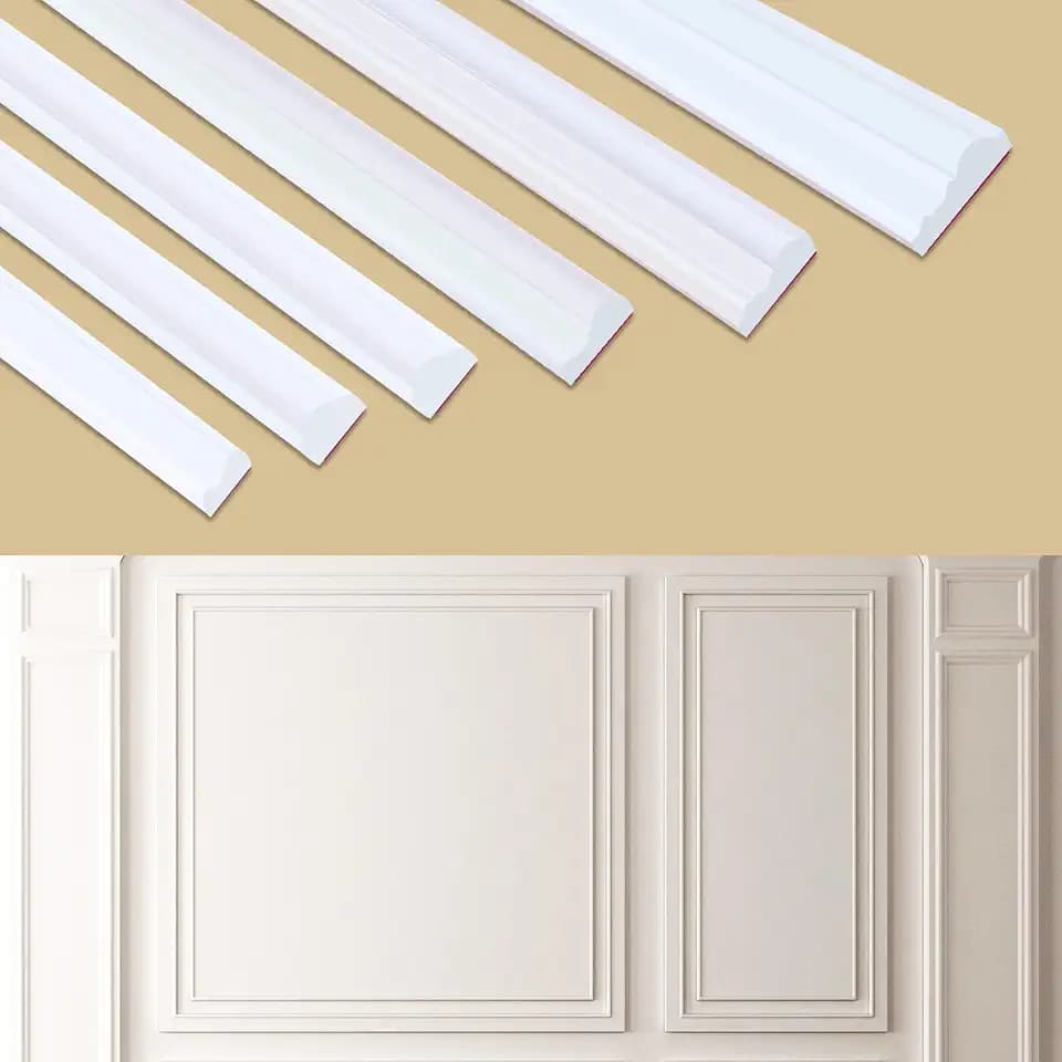 Soengsau Peel and Stick Accent Wall Molding, 196.8"L x 1.2"W Lightweight Self-Adhesive Chair Rail Trim for Interior Decoration