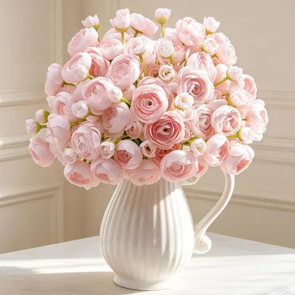 32Pcs Light Pink Ranunculus Artificial Flowers DIY Home Wedding