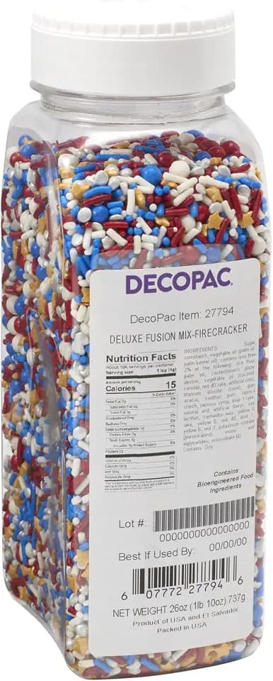 Firecracker Sprinkles Mix for Forth of July Baking Red, White & Blue 27 oz