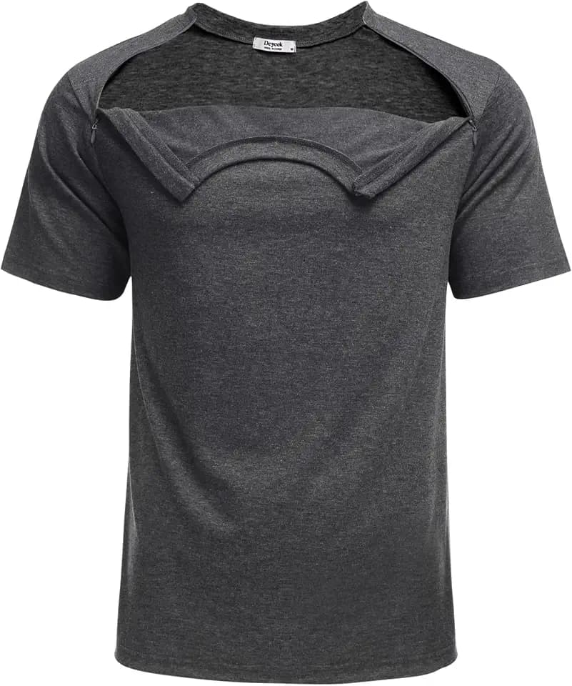 Deyeek Unisex Chemo Port Shirts Post Shoulder Surgery Recovery Top