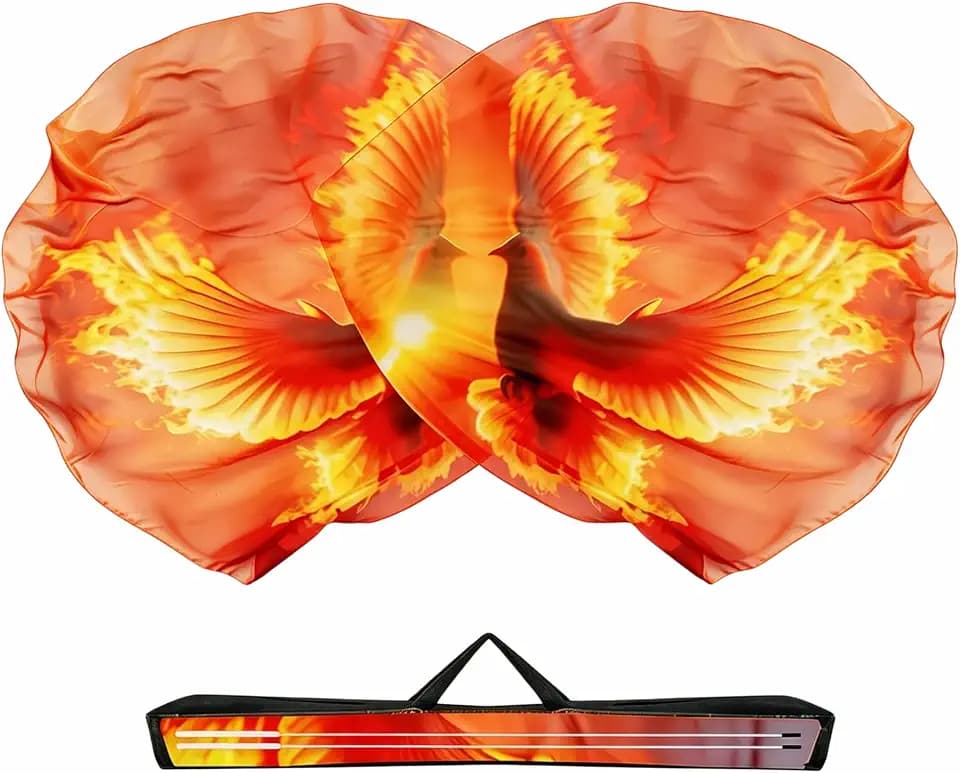 Baisdan 54"x54" Worship Flags for Dance Church, Praise Dance Flag, Dove and Fire Flags with Flexible Rods & Storage Bag, Set of 2, Dove with Flame