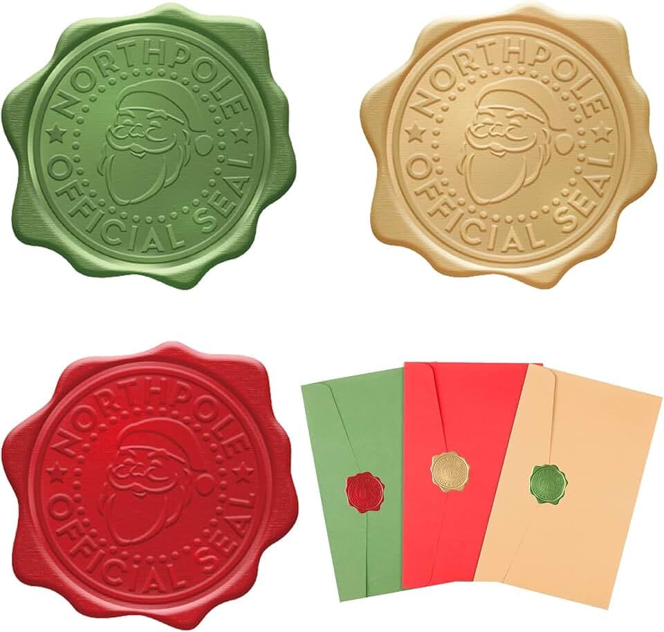 Outus 540 Pcs Christmas Santa Wax Seal Stickers, North Pole Official