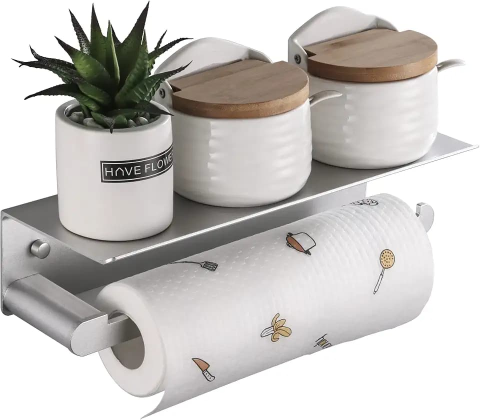 DUFU Paper Towel Holder Wall Mount for Kitchen, Silver