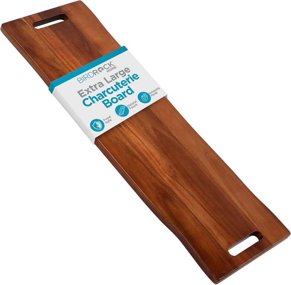 BIRDROCK HOME Extra Large Charcuterie Board with Handles, Espresso, 36”