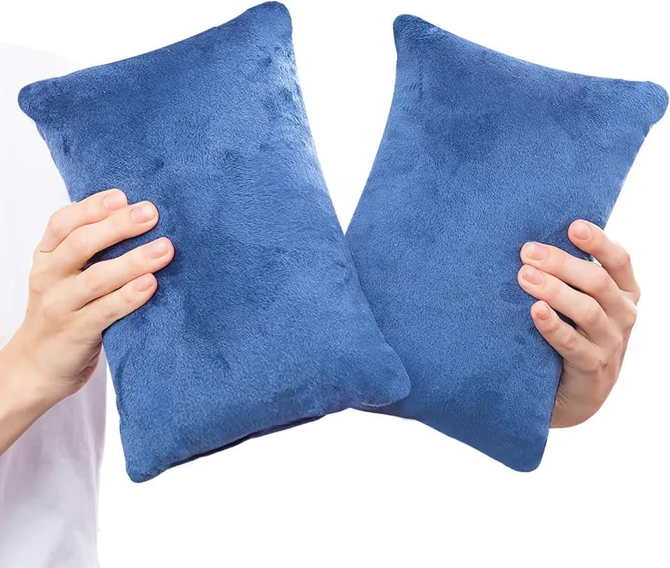 1 MIDDLE ONE 2 Pack Small Pillow, Memory Foam Mini Pillow 11 X 7 Inches for Travel, Sleeping, Nap and Neck, Knee, Lumbar Support, Tiny Cushion for Pet, Dogs (Blue)