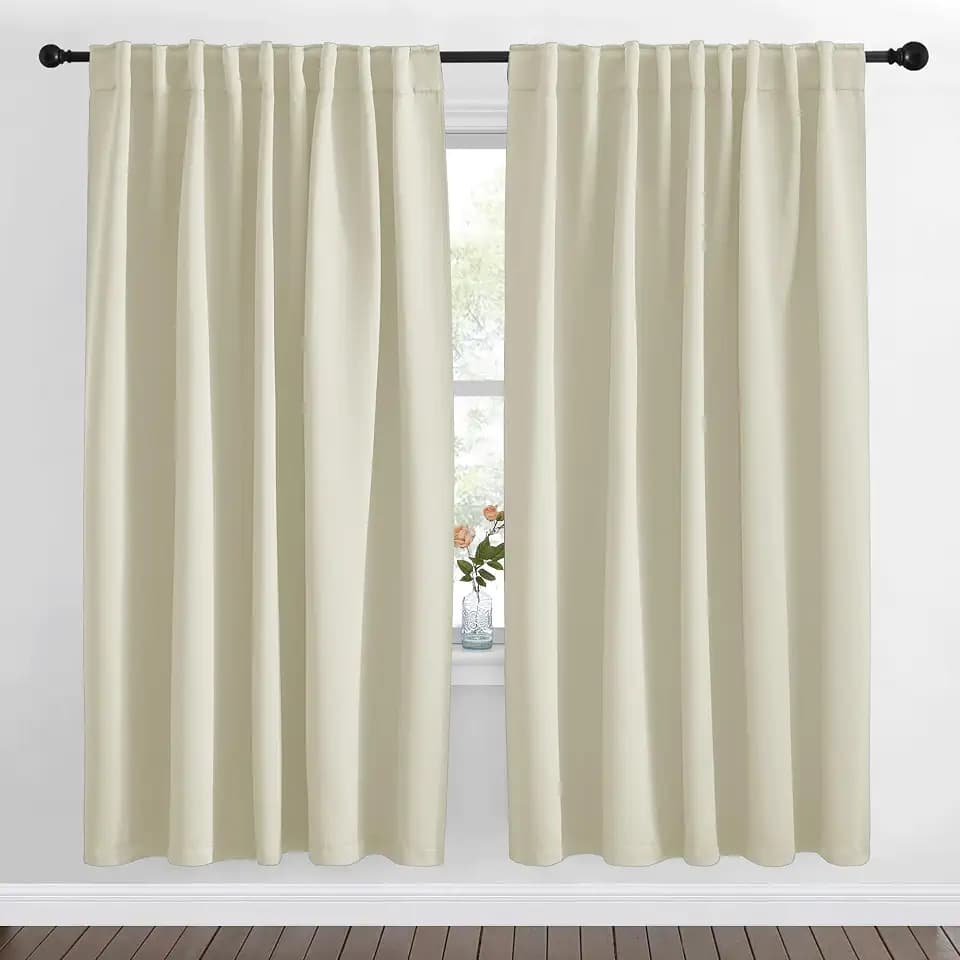 NICETOWN Living Room Blackout Draperies Curtains - (Beige Color) W70 x L72, 2 Panels, Home Decoration Window Blackout Drape Panels for Patio Door