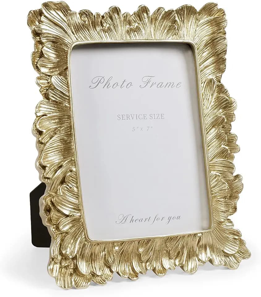 Cuspin 5x7 Picture Frame Gold Vintage Palm Leaf Textured Resin Frame
