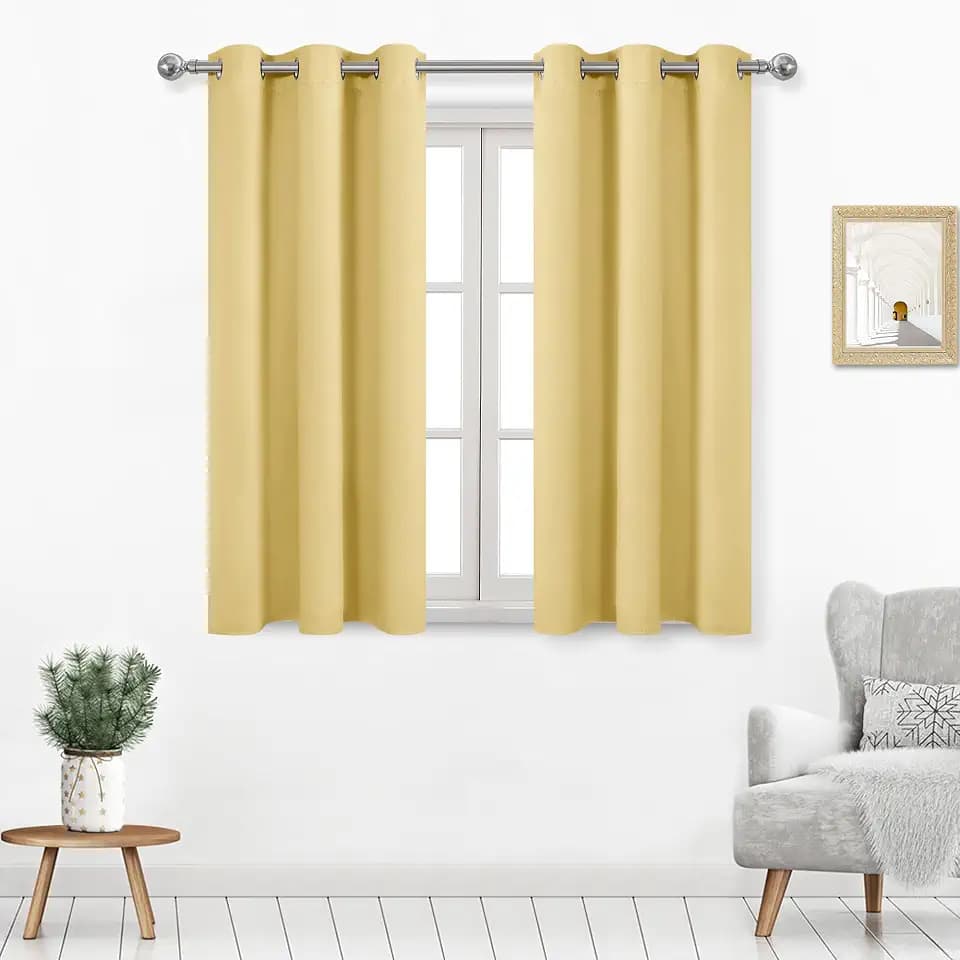DWCN Blackout Curtains for Bedroom Living Room W42 x L45 Inch Light Yellow