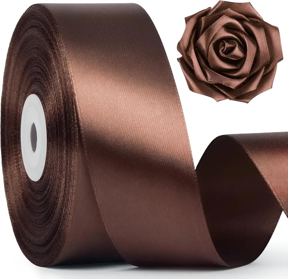 Mauproy Brown Satin Ribbon, 1-1/2 Inch, 50 Yards