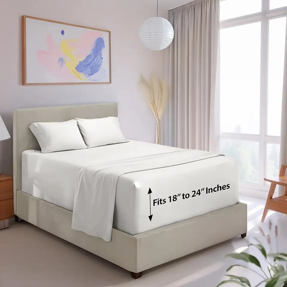 Hearth & Harbor Extra Deep Pocket King Sheet Set, White