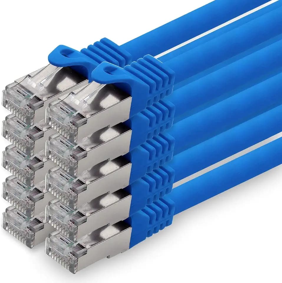1aTTack.de 2m CAT7 Netzwerk-LAN-Kabel RJ45 10 Gigabit, 10 Stück - blau