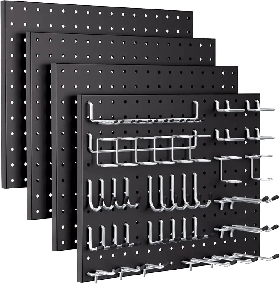 INCLY 70PCS Pegboard Wall Organizer Kit with Metal Panels and 1/4" Hooks