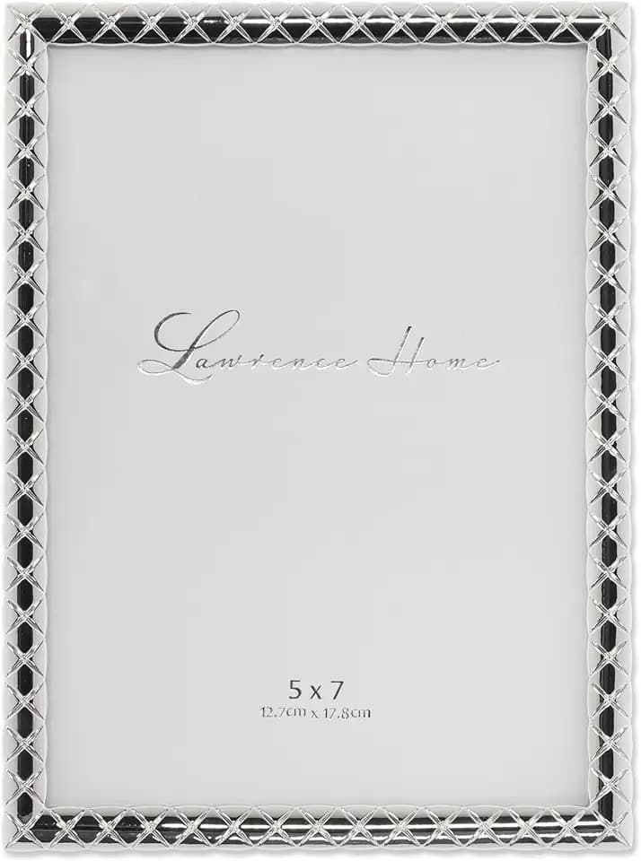 Lawrence Frames Metal Frame, Crisscross, Silver, 5x7