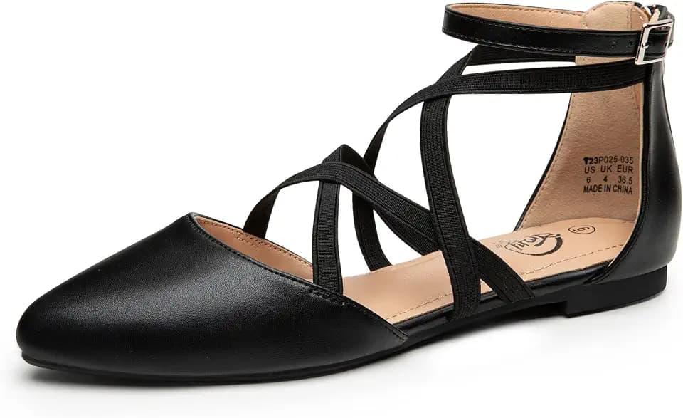 Trary Taline Ballet Flats for Women Pointed Toe Mary Jane Shoes Women