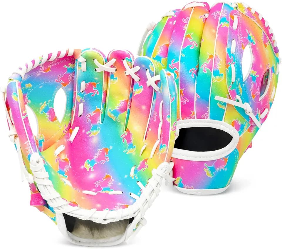 Kids Baseball Glove, Softball Gloves, Kids Girls Toddlers Baseball Softball Mitt, 9''-10.5'' T-Ball Glove for Training and Beginner Play, Left Hand Glove, Right Hand Throw