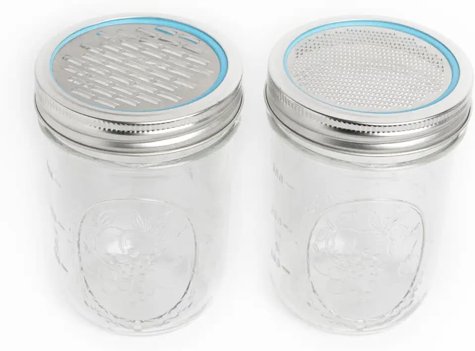 Jarware Stainless Steel Citrus Zester and Cheese Grater Lids For Wide Mouth Mason Jars