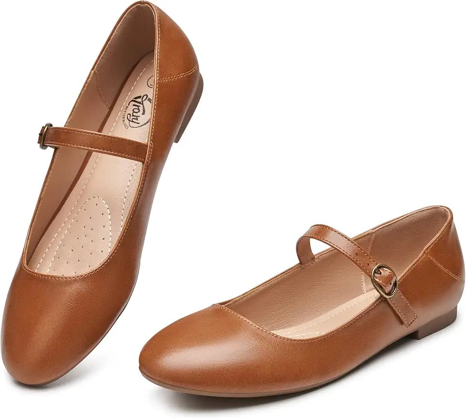 Trary Tavie Mary Jane Shoes Women, Ballet Flat Round Toe Dress Shoes