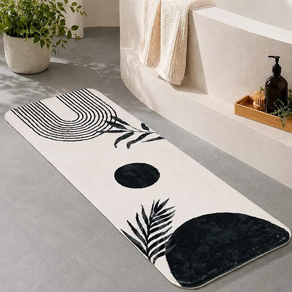 Boho Bathroom Runner Rugs 24 x 60 Non Slip, Large Long Bathroom Rug Cute Bath Mat for Bathtub Washable Shower Rug