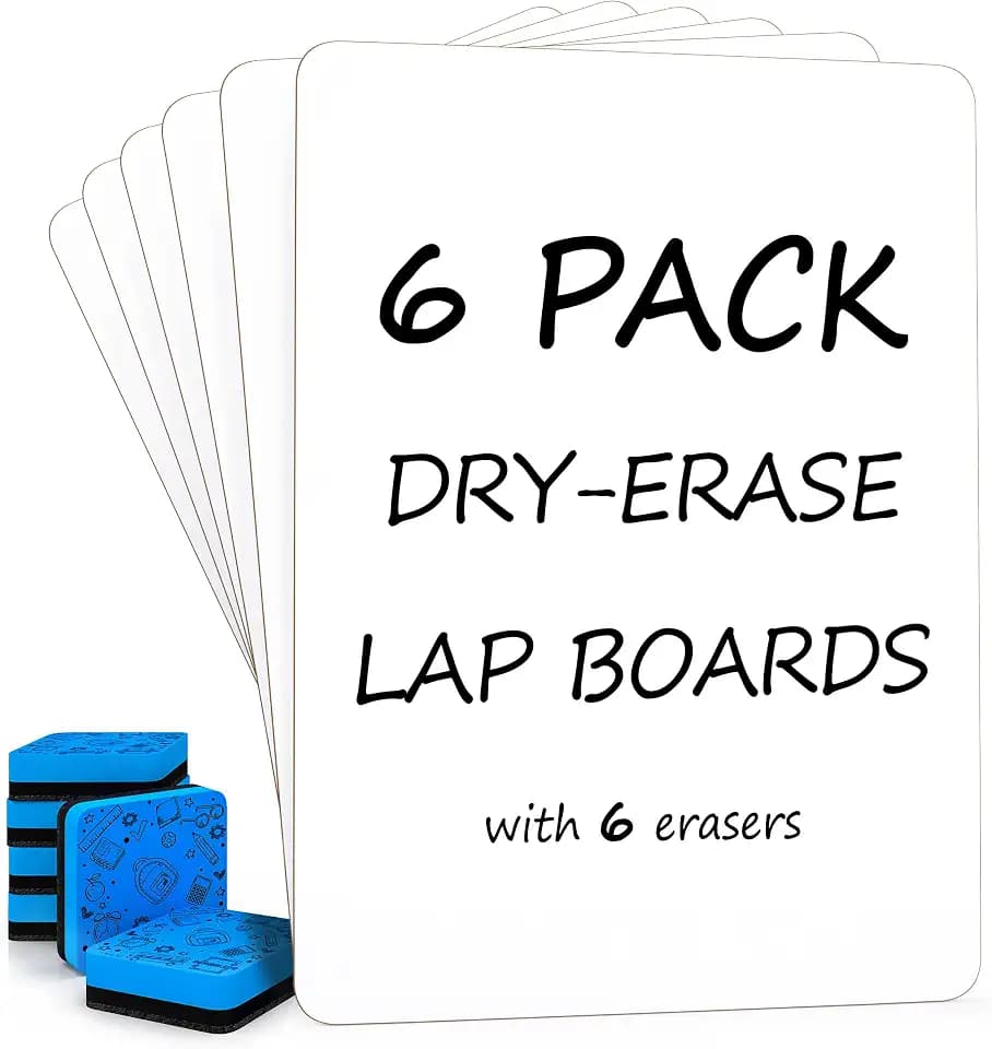 Scribbledo Small Dry Erase Whiteboards for Students, 6 Pack 9 x 12