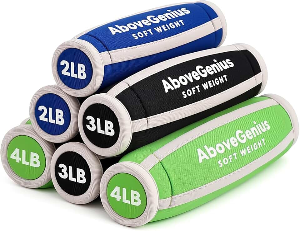 AboveGenius Soft Hand Weights Set, 12/18 lb Walking Dumbbells (1/2/3/4lb)