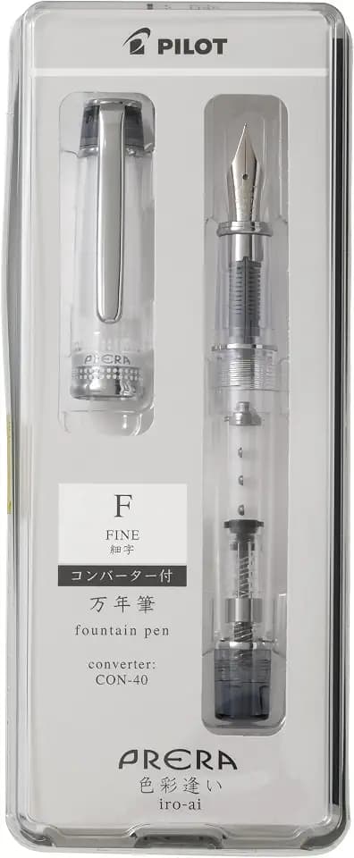 PILOT PFPR1TBF PRERA Fountain Pen, Color Matching, F, Fine Point, Transparent Black