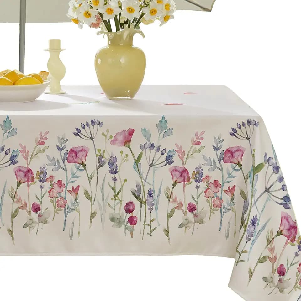 SASTYBALE Tablecloth with Umbrella Hole Outdoor Flowers, 60" x 102"