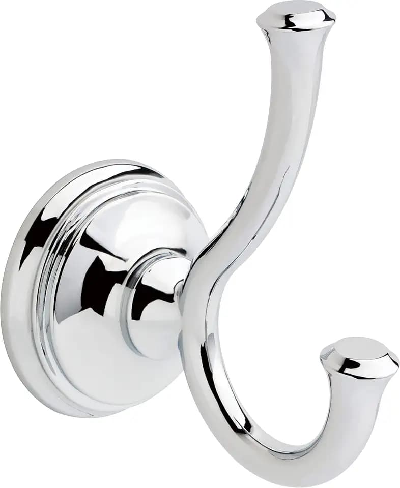 Delta Double Towel Hook for Bathroom or Kitchen| Polished Chrome | Cassidy Accessories