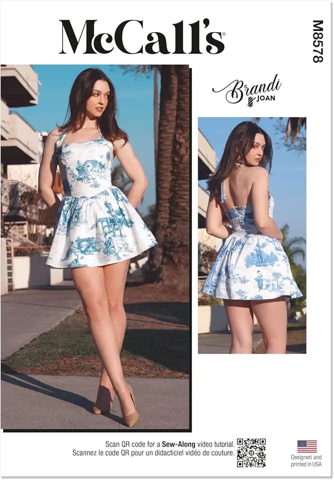 McCall's M8578R5 Misses' Ballerina Mini Dress Sewing Pattern Packet by Brandi Joan, Design Code M8578, Sizes 14-16-18-20-22