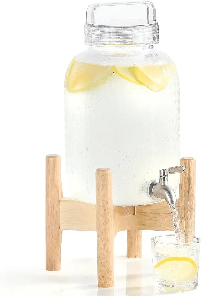 EGGKITPO 1.5 Gallon Polycarbonate Drink Dispensers for Parties 304 Stainless Steel Spigot Lemonade Dispenser with Stand Holloween Clear lid Water Dispenser for Wedding Sun Tea Jar BPF FREE