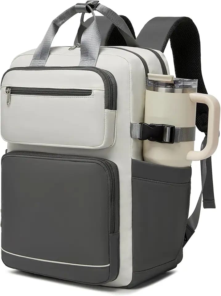 KONO Rucksack Damen, Groß 15,6 Zoll Laptop Schulrucksack mit Flaschenfach