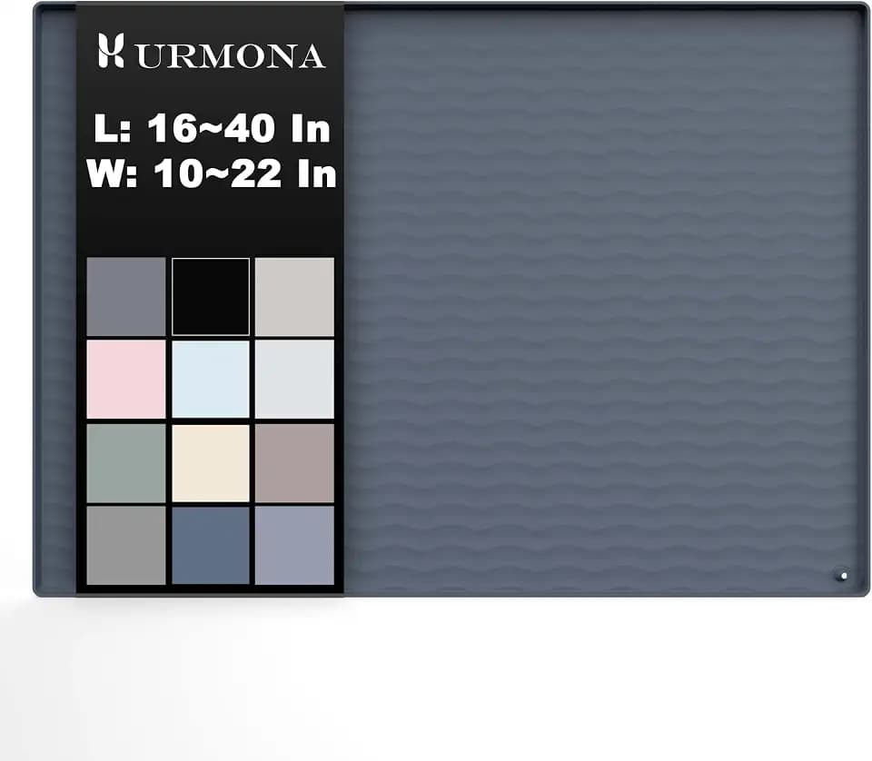 URMONA 34 x 19 in Waterproof Silicone Under Sink Mat, Cabinet Protector