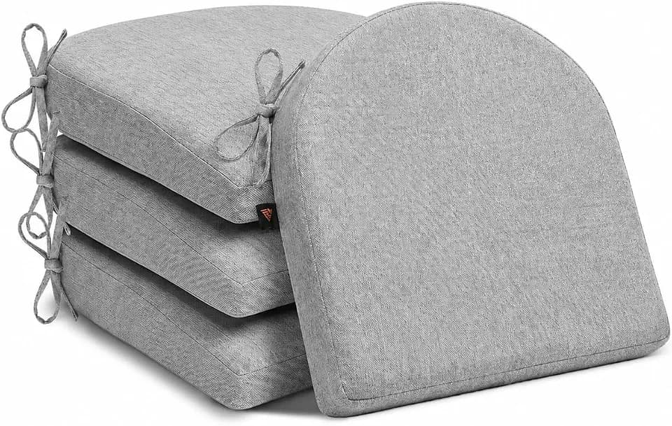 2.5" Memory Foam Dining Chair Cushions 17'' x 16'' Set of 4, Ash Grey