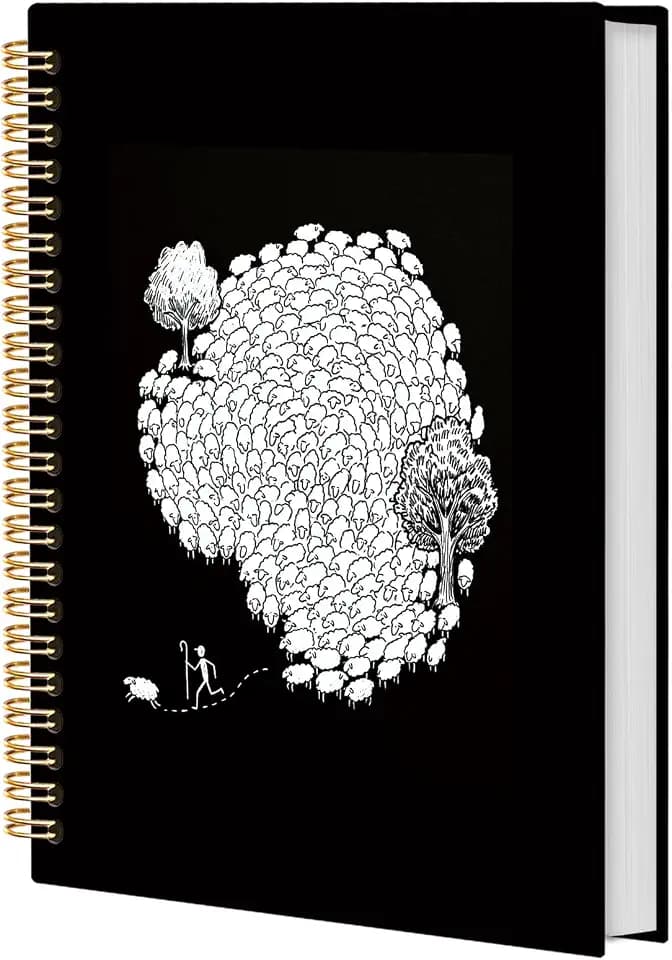BNHJKFQZ Jesus Leaves the 99 Sheep Christian Spiral Journal Notebook for Women Men, Christian Gifts Hardcover Notebook for Work Note Taking, Black and White Religious Prayer Journals for Writing