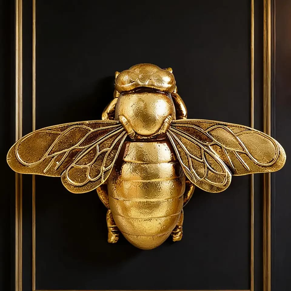 Gold Bee Wall Decor Resin Bug Wall Art (Metallic Gold)