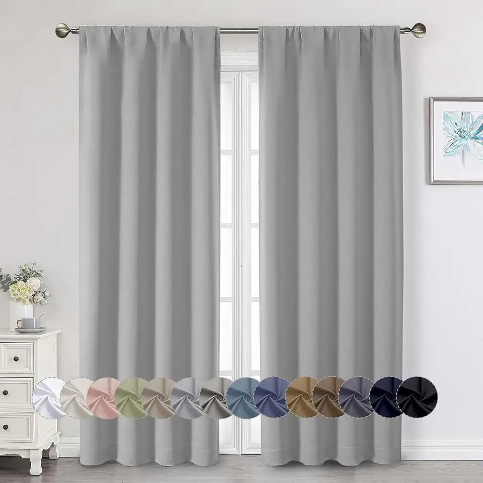 Silver Grey Blackout Curtains Inch Length 2 Panels Set, Soft Solid Thermal Insulated Room Darkening Curtains 84 Inches Long for Bedroom Living Room, Rod Pocket Drape, Silver Grey, 40"Wx84"L