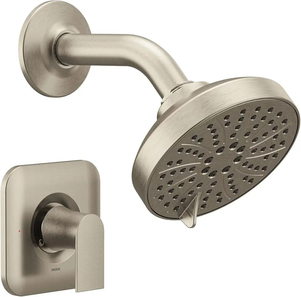 Moen Genta LX Pressure Balancing Eco-Performance Modern Shower Trim with Showerhead and Lever Handle, Posi-Temp Valve Required, Brushed Nickel, T2472EPBN