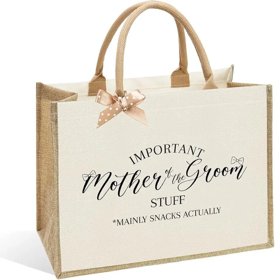 Personalized Mother of the Bride Canvas Tote Bag - Reusable Keepsake for Bridal Moms | Eco-Friendly Beach, Shopping & Wedding Day Bag for Bachelorette, Engagement & Bridal Party