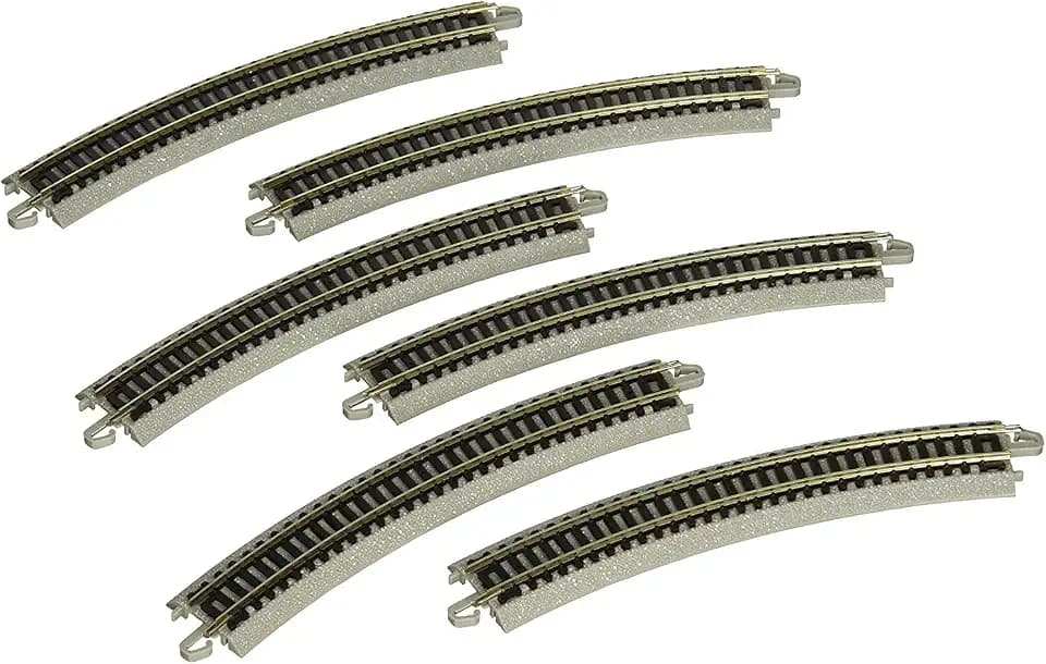 Bachmann Trains 11.25" Radius Curved Track 6Pk NS Rail W/Roadbed N Scale
