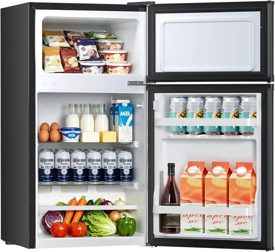 Kismile 2.5 Cu.Ft Mini Fridge with Freezer Double Door Compact Refrigerator