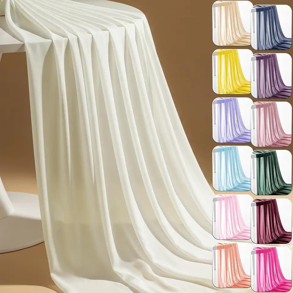 IONTACH Ivory Chiffon Fabric by The Yard 60 Inch X 20 Yards