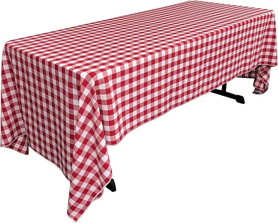 LA Linen Checkered Tablecloth, 60 by 120-Inch, Red