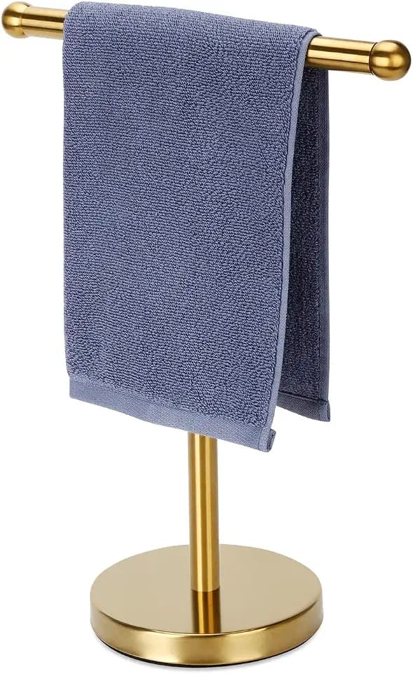 Hand Towel Holder Gold, Hand Towel Rack Stand with Heavy Weighted Base, Countertop Hand Towel Holder Stand for Bathroom,SUS304 Stainless Steel (Gold)