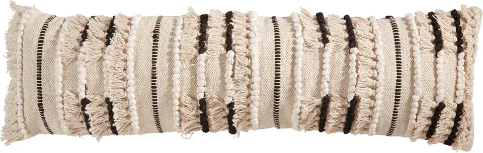 SARO LIFESTYLE Stylish Fringe Poly Filled Pillow with Intricate Detailing
