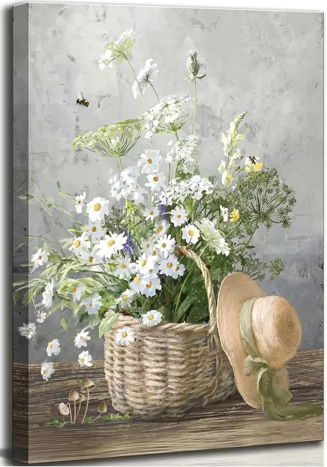 SXHANJXT Rustic Daisy Canvas Wall art