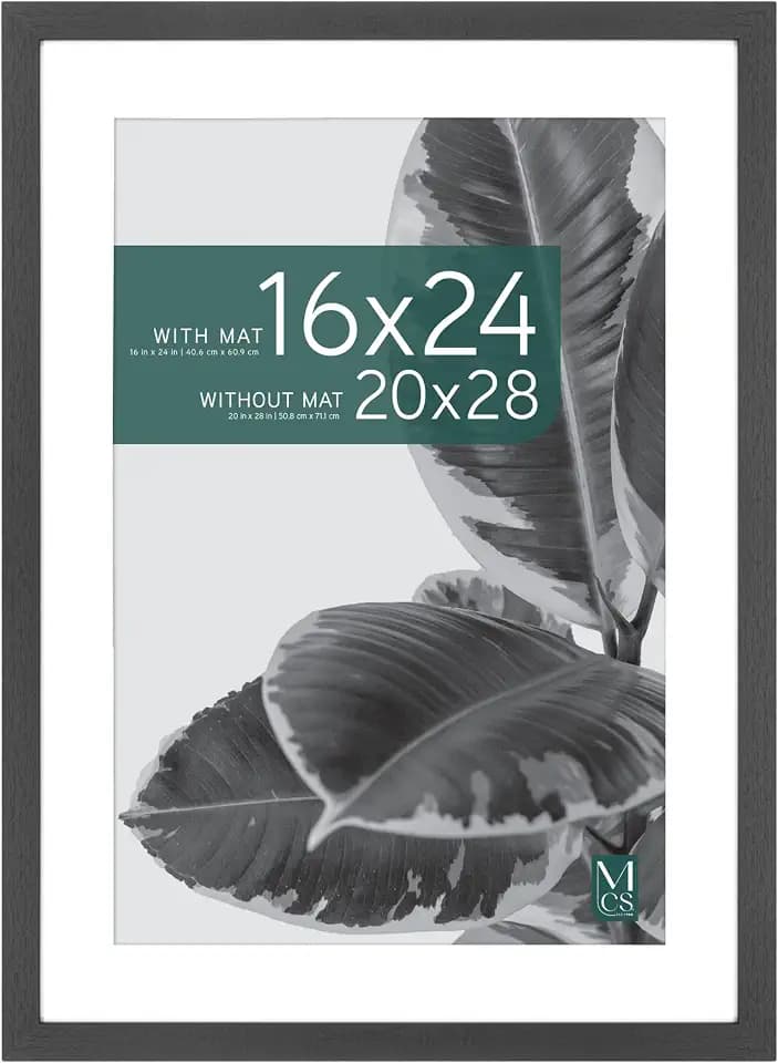 MCS Studio Gallery Poster Frame, 20x28 Matted to 16x24, Black Woodgrain
