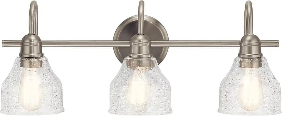 Kichler Avery 3-Light Farmhouse Vanity Light, Brushed Nickel