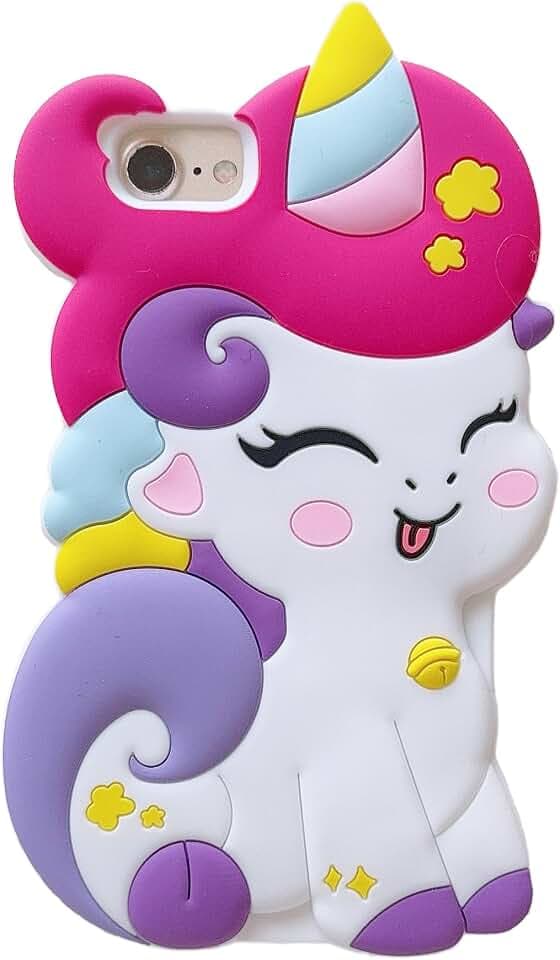3D Cute Unicorn Soft Case for iPhone SE 2022/2020, Cartoon Kawaii Fashion Character Unicorn Horse Kids Girls Women Soft Silicone Case for iPhone SE 2022/SE 2020/iPhone 6 6S 7 8 4.7 inch
