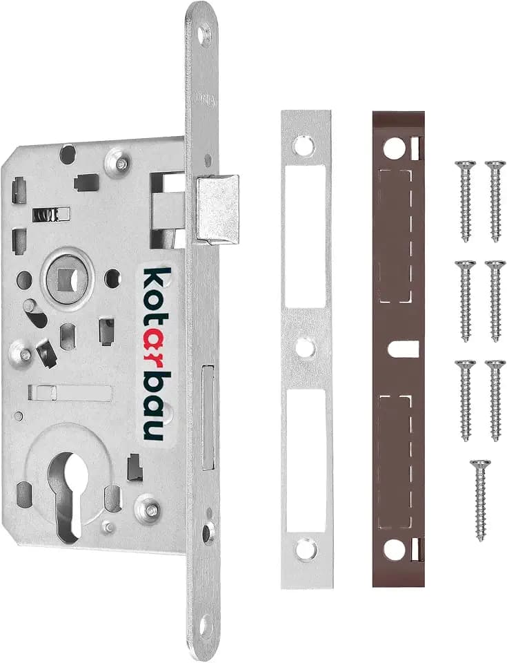KOTARBAU® Einsteckschloss 72/55mm DIN Rechts Profilzylinder Türschloss Innentür mit Gegenplatte Verzinkt Stahl Rostfrei Einsteckschloss Gartentor Türschloss Haustür Torschloss Silber