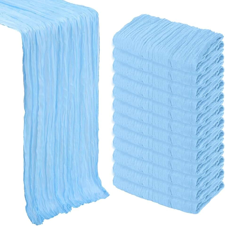 12 Pack 35 x 120 Inch Baby Blue Table Runner Cheesecloth 10Ft
