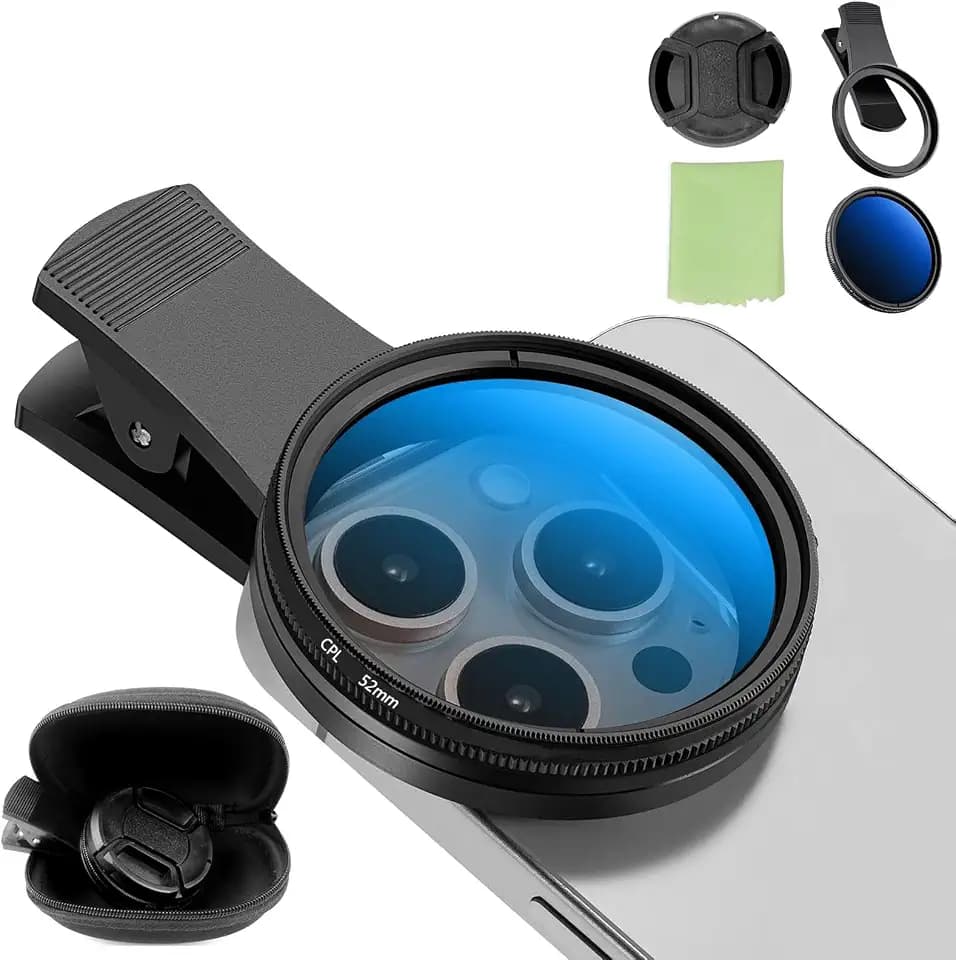 52mm CPL Filter, Ultradünner Mehrfach Beschichteter Handy Objektiv, Clip-On Polarisationsfilter Kompatibel Mit I-Phone 16 15 14 13 12 11, Sam-Sung, Xiao-Mi & Anderen Smartphones